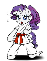 Size: 500x640 | Tagged: safe, artist:pia-sama, rarity, pony, semi-anthro, bipedal, clothes, female, gi, karate, martial artist rarity, martial arts, red belt, solo