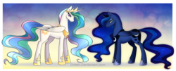 Size: 5027x2023 | Tagged: safe, artist:drieth, princess celestia, princess luna, alicorn, pony, g4, duo, duo female, female, mare