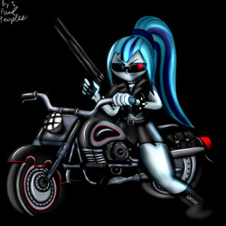 Size: 1280x1280 | Tagged: safe, artist:paulpeopless, sonata dusk, robot, equestria girls, g4, my little pony equestria girls: rainbow rocks, female, motorcycle, solo, sonatabot, terminator