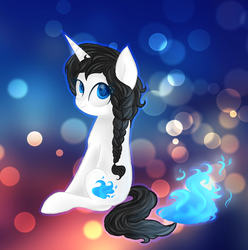 Size: 1339x1349 | Tagged: safe, artist:segraece, oc, oc only, pony, unicorn, female, fire, mare, solo