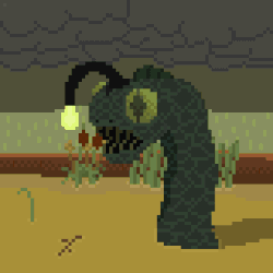 Size: 800x800 | Tagged: safe, artist:blunttongs, fallout equestria, fallout equestria: wasteland economics, animated, fisher, monster, pixel art, swamp