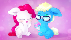 Size: 1738x972 | Tagged: safe, artist:sverre93, oc, oc only, blushing, flower, glasses