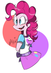 Size: 879x1265 | Tagged: safe, artist:befishproductions, pinkie pie, equestria girls, g4, clothes, cute, diapinkes, female, signature, simple background, skirt, solo, transparent background