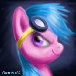 Size: 640x640 | Tagged: safe, artist:eeveetachi, firefly, pony, g1, female, goggles, mare, portrait, solo
