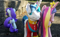 Size: 900x551 | Tagged: safe, artist:pixelkitties, princess cadance, rarity, shining armor, g4, funko, toy