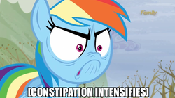 Size: 960x541 | Tagged: safe, screencap, rainbow dash, g4, tanks for the memories, angry, constipated, do i look angry, faic, female, image macro, meme, solo, x intensifies