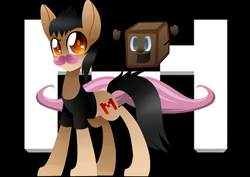 Size: 1752x1239 | Tagged: safe, artist:ultimateshadowgirl, markiplier, ponified, tiny box tim, warfstache