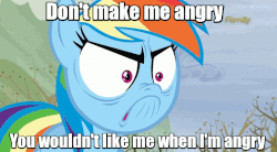 Size: 800x440 | Tagged: safe, edit, screencap, rainbow dash, g4, tanks for the memories, angry, animated, do i look angry, eye color change, faic, female, image macro, meme, solo, the incredible hulk, vibrating