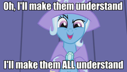 Size: 960x540 | Tagged: safe, edit, edited screencap, screencap, trixie, pony, unicorn, g4, crazy trixie, female, image macro, mare, meme, solo, steven quartz universe, steven universe