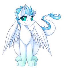 Size: 1402x1523 | Tagged: safe, artist:novabytes, oc, oc only, oc:patch, dracony, dragon, feathered dragon, hybrid, pony, cute, solo