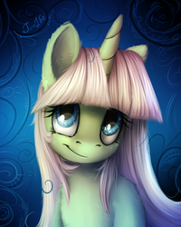 Size: 800x1000 | Tagged: safe, artist:fenwaru, oc, oc only, pony, unicorn, cute, face, fluffy, looking up, portrait, smiling, solo