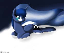 Size: 6000x5000 | Tagged: safe, artist:pokemonfan111, princess luna, g4, absurd resolution, cloud, female, prone, smiling, solo