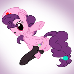 Size: 2000x2000 | Tagged: safe, artist:pyruvate, sugar belle, pony, unicorn, g4, the cutie map, butt, clothes, cute, featureless crotch, female, high res, nurse, plot, stockings, sugarbetes, uniform