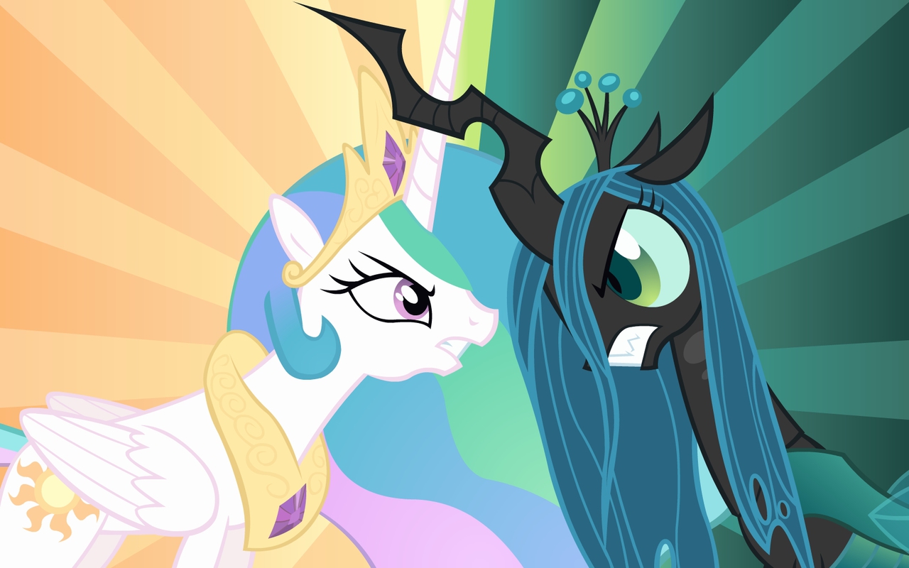 #882302 - safe, artist:doctor-g, princess celestia, queen chrysalis, alicor...