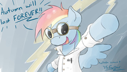 Size: 1421x800 | Tagged: safe, artist:feather, rainbow dash, g4, tanks for the memories, female, goggles, solo