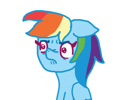 Size: 607x485 | Tagged: safe, artist:apple-jazzy, rainbow dash, g4, tanks for the memories, angry, do i look angry, faic, female, simple background, solo
