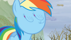 Size: 1280x720 | Tagged: safe, edit, edited screencap, screencap, rainbow dash, g4, tanks for the memories, do i look angry, nightmare fuel, no eyes, not salmon, wat, wtf