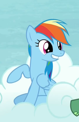 Size: 539x825 | Tagged: safe, screencap, rainbow dash, g4, tanks for the memories, female, smiling, solo