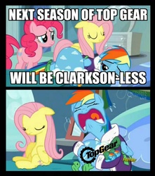 Size: 939x1063 | Tagged: safe, edit, edited screencap, screencap, fluttershy, pinkie pie, rainbow dash, tank, g4, tanks for the memories, bad news fluttershy, bathrobe, clothes, comic, dashie slippers, robe, tank slippers, top gear