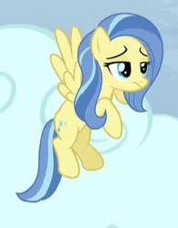 Size: 415x533 | Tagged: safe, screencap, sunshower, pegasus, pony, g4, tanks for the memories, background pony, cropped, female, flying, mare, solo