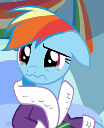 Size: 707x865 | Tagged: safe, screencap, rainbow dash, pony, g4, my little pony: friendship is magic, tanks for the memories, crying, female, floppy ears, reaction image, solo