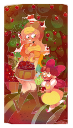 Size: 2300x3980 | Tagged: safe, artist:mili-kat, apple bloom, applejack, human, g4, high res, humanized