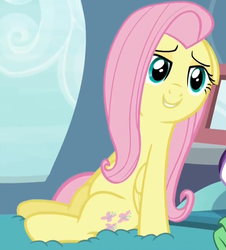 Size: 881x973 | Tagged: safe, screencap, fluttershy, g4, tanks for the memories, female, lidded eyes, solo