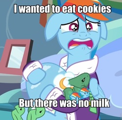 Size: 960x946 | Tagged: safe, screencap, rainbow dash, tank, g4, my little pony: friendship is magic, tanks for the memories, clothes, crying, dashie slippers, depression dash, exploitable meme, first world problems, image macro, meme, sad, tank slippers