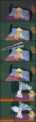 Size: 2867x9620 | Tagged: safe, artist:gutovi, applejack, princess celestia, g4, bed, behaving like a bird, comic, waking up