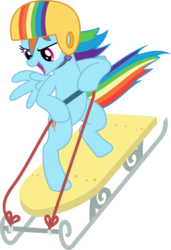Size: 4102x6000 | Tagged: safe, artist:magister39, rainbow dash, g4, tanks for the memories, absurd resolution, bipedal, female, helmet, open mouth, simple background, sled, sledding, solo, transparent background, vector
