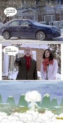 Size: 690x1345 | Tagged: safe, edit, screencap, human, g4, tanks for the memories, comic, crossover, farmers insurance, irl, irl human, j.k. simmons, live action, photo, winter nuke