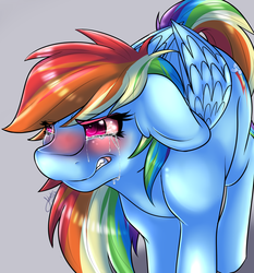 Size: 1280x1372 | Tagged: safe, artist:fatcakes, rainbow dash, pegasus, pony, g4, tanks for the memories, bloodshot eyes, crying, female, red face, solo