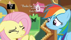 Size: 1279x719 | Tagged: safe, screencap, fluttershy, rainbow dash, g4, tanks for the memories