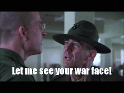 Size: 480x360 | Tagged: safe, edit, screencap, rainbow dash, g4, tanks for the memories, animated, do i look angry, female, full metal jacket, gunnery sergeant hartman, image macro, male, meme, war face