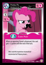Size: 360x503 | Tagged: safe, enterplay, pinkie pie, absolute discord, g4, my little pony collectible card game, ccg, fake moustache, moustache, ponk, ponka po