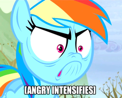 Size: 881x709 | Tagged: safe, screencap, rainbow dash, g4, tanks for the memories, angry, do i look angry, female, image macro, meme, reaction image, solo