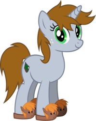 Size: 1677x2111 | Tagged: safe, artist:outlawedtofu, oc, oc only, oc:calamity, oc:littlepip, pony, unicorn, fallout equestria, clothes, cute, fanfic, fanfic art, female, freckles, hooves, horn, implied shipping, mare, pipabetes, ship:piplamity, simple background, slippers, smiling, solo, straight, themed slippers, transparent background, vector