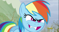 Size: 1493x817 | Tagged: safe, edit, screencap, rainbow dash, g4, tanks for the memories, inverted mouth