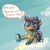 Size: 750x750 | Tagged: safe, artist:rawrienstein, derpibooru exclusive, scootaloo, g4, tanks for the memories, clothes, cloud, dashie slippers, dialogue, female, implied rainbow dash, no pupils, on a cloud, solo, speech bubble