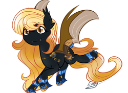 Size: 1280x931 | Tagged: safe, artist:lilliesinthegarden, oc, oc only, oc:regina liliac, bat pony, pony, eyeshadow, fangs, female, flying, makeup, mare, royalty, smiling, solo