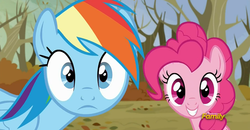 Size: 1280x664 | Tagged: safe, edit, edited screencap, screencap, pinkie pie, rainbow dash, g4, tanks for the memories, eye recolor, eye swap, recolor