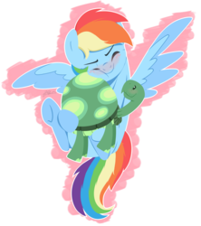 Size: 1682x1890 | Tagged: safe, artist:nolycs, rainbow dash, tank, pegasus, pony, g4, tanks for the memories, blushing, female, mare, simple background, snuggling, transparent background