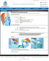 Size: 987x1240 | Tagged: safe, rainbow dash, pegasus, pony, g4, tanks for the memories, 1000 hours in ms paint, do i look angry, interpol, ms paint, rainbow grinch, rainbow professionalism dash, terrorism, terrorist, wanted poster, weather factory, weather factory uniform
