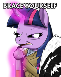 Size: 800x1000 | Tagged: safe, artist:sonikku001, twilight sparkle, g4, tanks for the memories, female, game of thrones, meme, parody, solo, twilight starkle, winter is coming