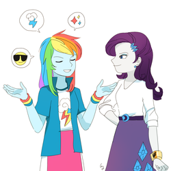 Size: 1280x1280 | Tagged: safe, artist:magneticskye, rainbow dash, rarity, equestria girls, g4