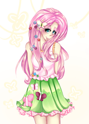 Size: 500x700 | Tagged: safe, artist:fortisselle, fluttershy, equestria girls, g4, clothes, female, skirt, solo, tank top