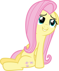 Size: 5000x6007 | Tagged: safe, artist:sapphire-beauty0, fluttershy, g4, tanks for the memories, absurd resolution, bedroom eyes, cute, female, floppy ears, grin, shyabetes, simple background, sitting, smiling, solo, transparent background, vector