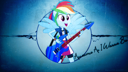 Size: 1920x1080 | Tagged: safe, artist:mrchezco1995, artist:thisismyphotoshoppin, rainbow dash, equestria girls, g4, my little pony equestria girls: rainbow rocks, awesome as i want to be, guitar, ponied up, vector, wallpaper, wings