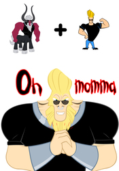 Size: 2016x2880 | Tagged: safe, lord tirek, centaur, human, taur, g4, combination, fusion, high res, johnny bravo, johnny bravo (character), latin american, spanish, voice actor joke