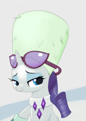 Size: 1000x1414 | Tagged: safe, artist:dambitail, rarity, g4, tanks for the memories, clothes, female, hat, solo, sunglasses, winter outfit